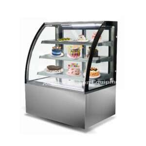 curved refrigerated cake display