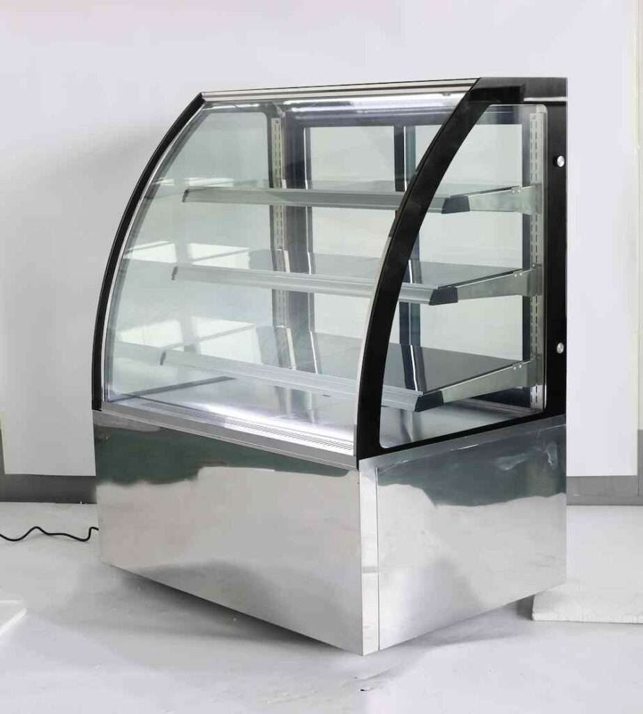 curved glass display counter