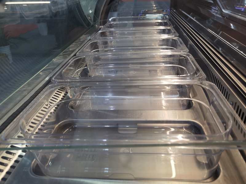 trays of gelato showcase